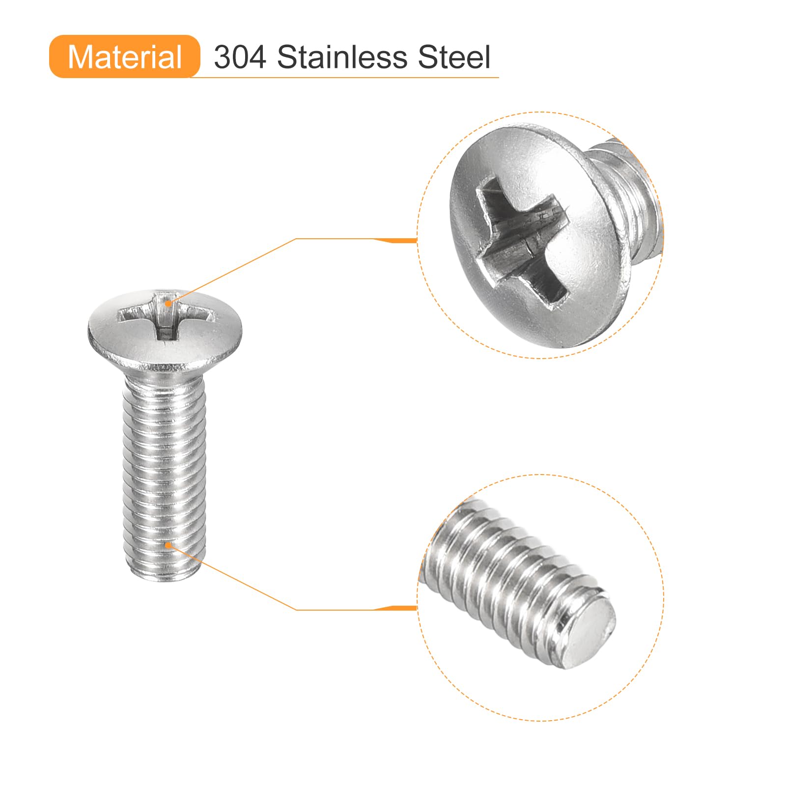 Amazon | uxcell オーバルヘッド機械ネジ M5x16 mm 304